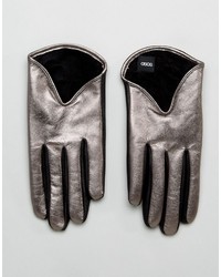 Женские серебряные кожаные перчатки от Asos