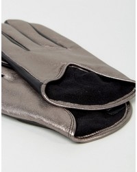 Женские серебряные кожаные перчатки от Asos