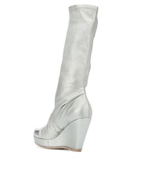 Серебряные кожаные полусапоги от Rick Owens