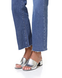 Серебряные кожаные сабо от Jeffrey Campbell