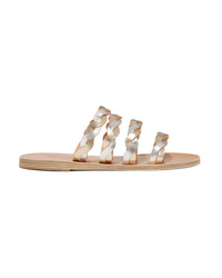 Серебряные кожаные сандалии на плоской подошве от Ancient Greek Sandals