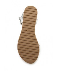 Серебряные кожаные сандалии на плоской подошве от Benini