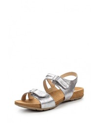 Серебряные кожаные сандалии на плоской подошве от Caprice