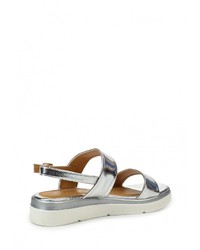Серебряные кожаные сандалии на плоской подошве от Coco Perla