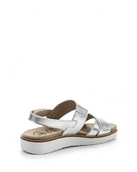 Серебряные кожаные сандалии на плоской подошве от Dali