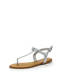 Серебряные кожаные сандалии на плоской подошве от Exquily