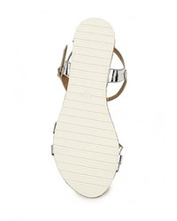 Серебряные кожаные сандалии на плоской подошве от Fiori&amp;Spine