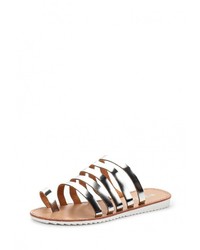 Серебряные кожаные сандалии на плоской подошве от Flyfor