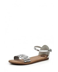 Серебряные кожаные сандалии на плоской подошве от Gioseppo
