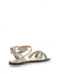 Серебряные кожаные сандалии на плоской подошве от Instreet