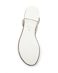 Серебряные кожаные сандалии на плоской подошве от Instreet