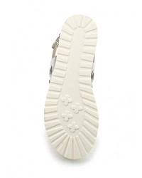 Серебряные кожаные сандалии на плоской подошве от Instreet