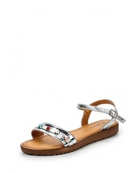 Серебряные кожаные сандалии на плоской подошве от L.Day