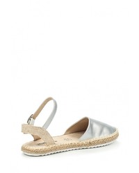 Серебряные кожаные сандалии на плоской подошве от Raxmax