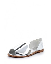 Серебряные кожаные сандалии на плоской подошве от Vero Moda