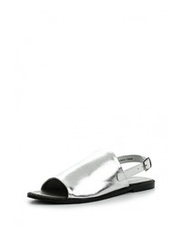 Серебряные кожаные сандалии на плоской подошве от Vero Moda