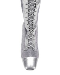 Серебряные кожаные сапоги от Casadei