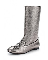 Серебряные кожаные сапоги от Grand Style