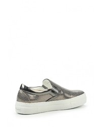 Женские серебряные кожаные слипоны от Baldinini