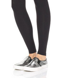 Женские серебряные кожаные слипоны от DKNY