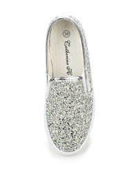 Женские серебряные кожаные слипоны от Catherine