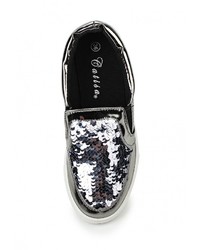 Женские серебряные кожаные слипоны от Catisa