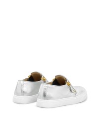 Мужские серебряные кожаные слипоны от Giuseppe Zanotti