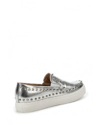 Женские серебряные кожаные слипоны от Flyfor