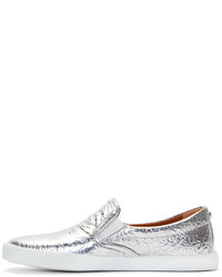 Женские серебряные кожаные слипоны от Jimmy Choo