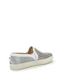 Женские серебряные кожаные слипоны от Stuart Weitzman