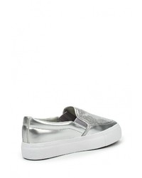 Женские серебряные кожаные слипоны от Super Mode