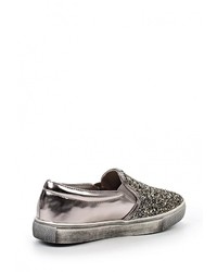 Женские серебряные кожаные слипоны от Sweet Shoes