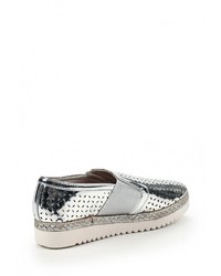 Женские серебряные кожаные слипоны от Sweet Shoes