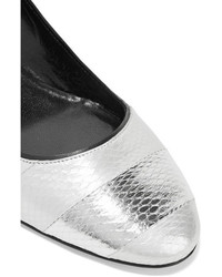 Серебряные кожаные туфли в горизонтальную полоску от Pierre Hardy