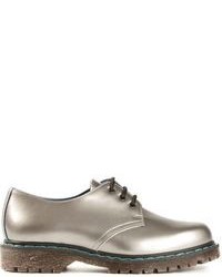 Женские серебряные кожаные туфли дерби от Philippe Model