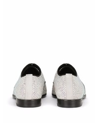 Серебряные кожаные туфли дерби от Dolce & Gabbana