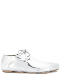 Женские серебряные кожаные туфли на шнуровке от Marsèll