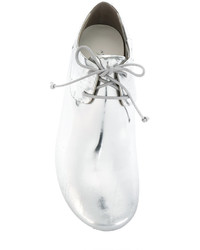 Женские серебряные кожаные туфли на шнуровке от Marsèll