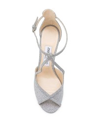 Серебряные кожаные туфли с вырезом от Jimmy Choo