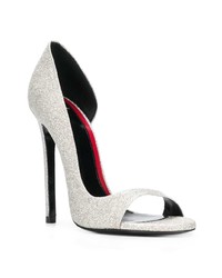 Серебряные кожаные туфли с вырезом от Maison Ernest