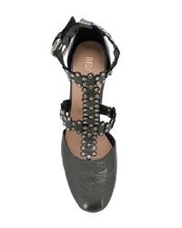 Серебряные кожаные туфли с украшением от RED Valentino