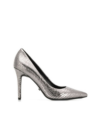 Серебряные кожаные туфли со змеиным рисунком от MICHAEL Michael Kors
