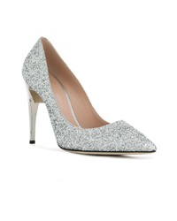 Серебряные кожаные туфли от Giuseppe Zanotti Design