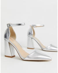 Серебряные кожаные туфли от Glamorous