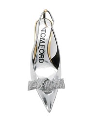 Серебряные кожаные туфли от Tom Ford