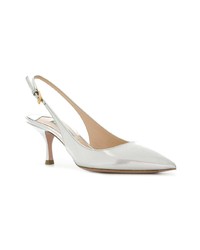 Серебряные кожаные туфли от Prada