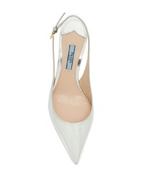 Серебряные кожаные туфли от Prada