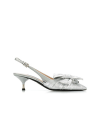 Серебряные кожаные туфли от Prada