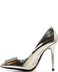 Серебряные кожаные туфли от Acne Studios