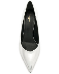 Серебряные кожаные туфли от Balenciaga